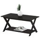 HOMLUX 1-Tier Simplistic Criss-Crossed Coffee Table in Espresso, , large