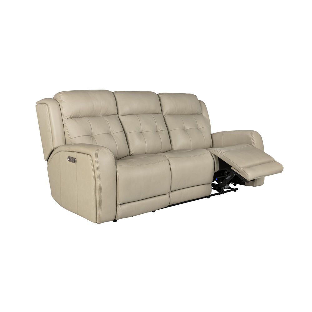 Flexsteel Grant Leather Match Power Reclining Sofa with Power Headrest in Bisque, , large