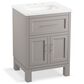Kohler Quo 24" Single Bathroom Vanity in White with 3 cm Pure White Quartz Top and Oval Sink, , large