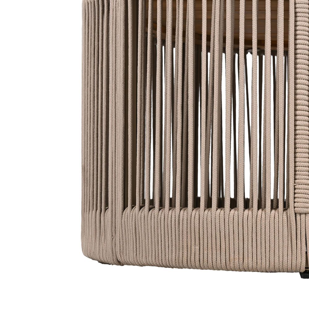 Hearth and Haven 2-Piece Outdoor Coffee Table and Side Table Set with Woven Rope Design in Beige and Teak, , large