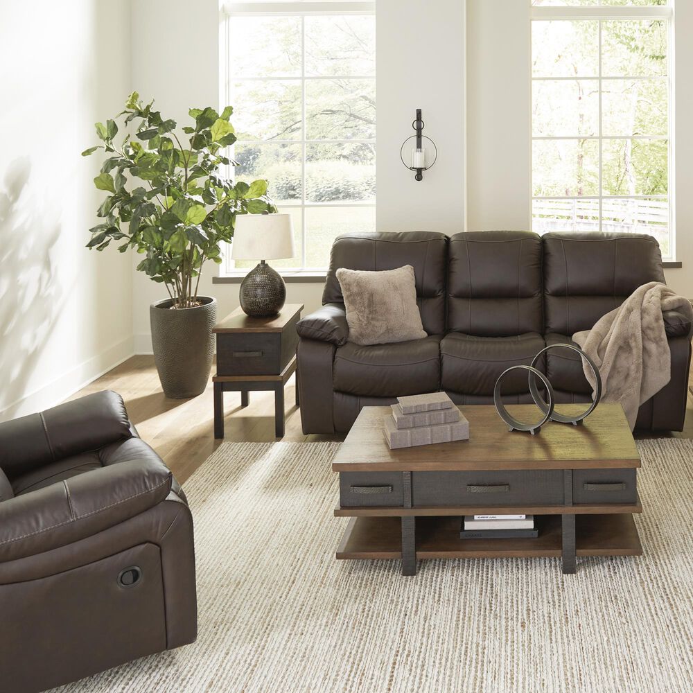 Ashley Leesworth Power Reclining Sofa and Recliner Set in Dark Brown, , large