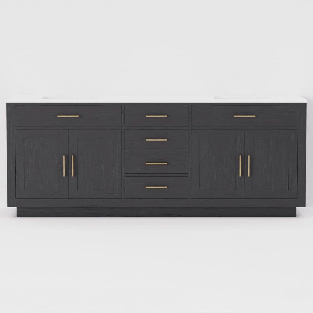 Lexora Home Abbey 84" Double Bathroom Vanity in Black Oak with 2 cm White Cultured Marble Top and Rectangular Sinks, , large