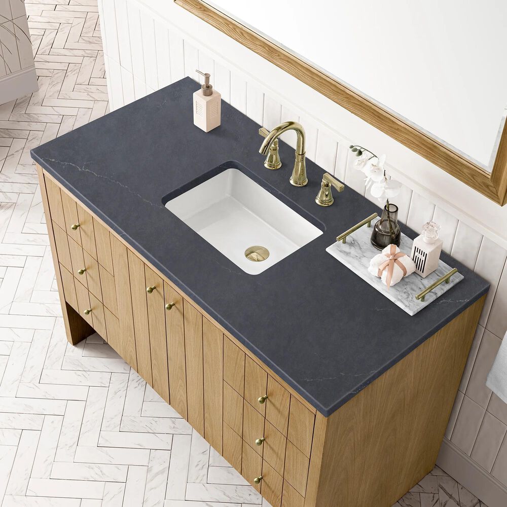 James Martin Vanities Hudson 48&quot; Single Bathroom Vanity in Light Natural Oak with 3 cm Charcoal Soapstone Quartz Top and Rectangular Sink, , large