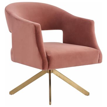 Safavieh Quartz Swivel Accent Chair in Dusty Rose and Gold, , large