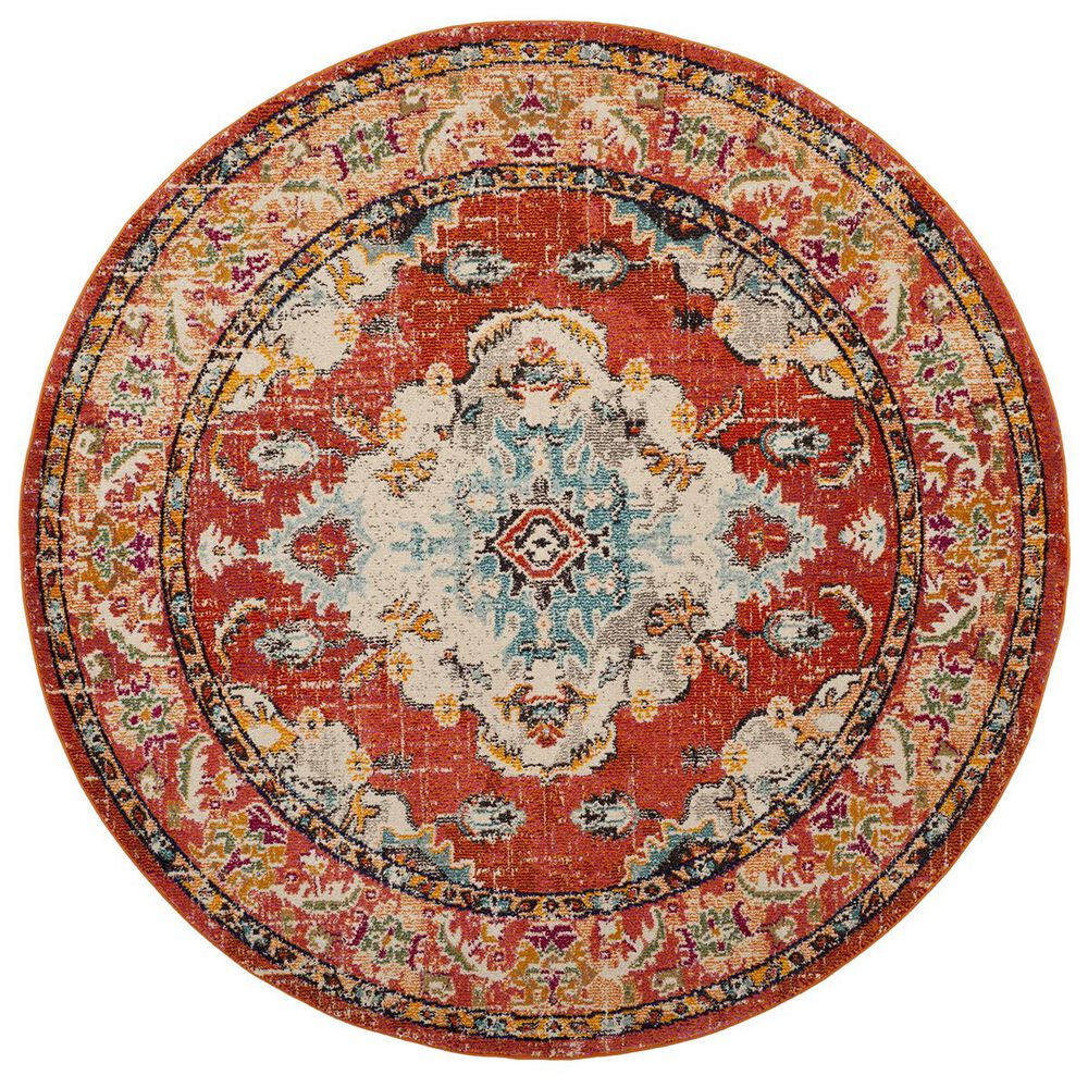 Safavieh Monaco MNC243H-3R 3&#39; x 3&#39;  Orange/Light Blue Round Rug, , large