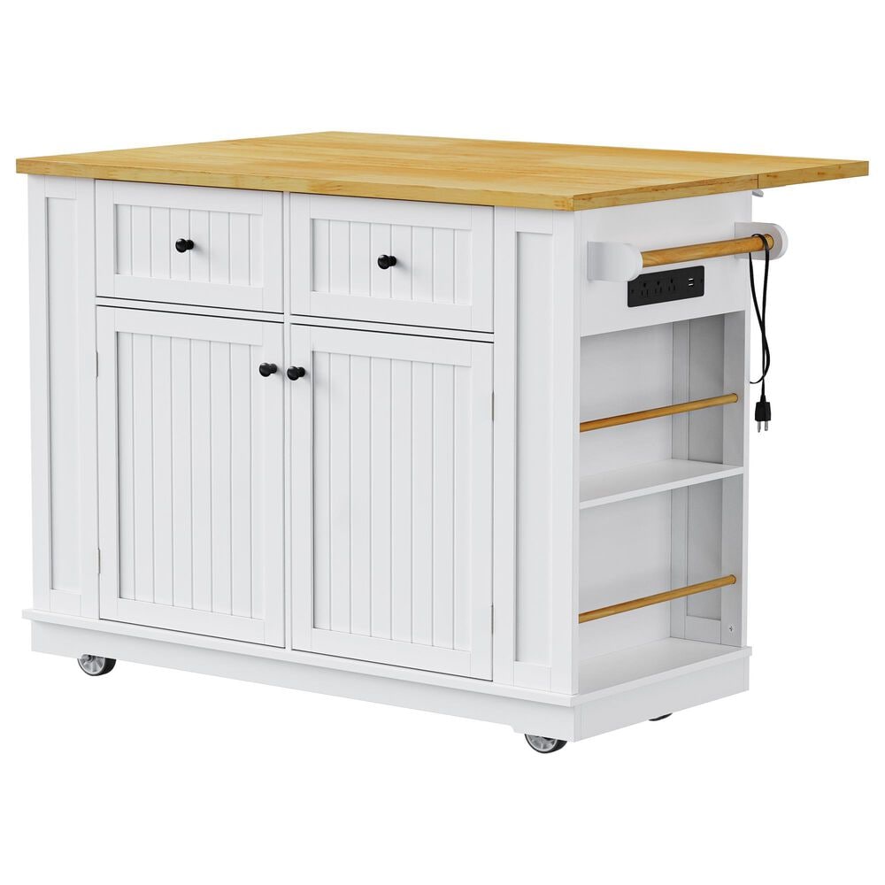 HOMLUX 3-Piece 48" Kitchen Island Set in White, , large