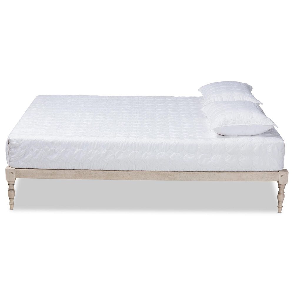 Baxton Studio Iseline King Platform Bed Frame in Antique White, , large