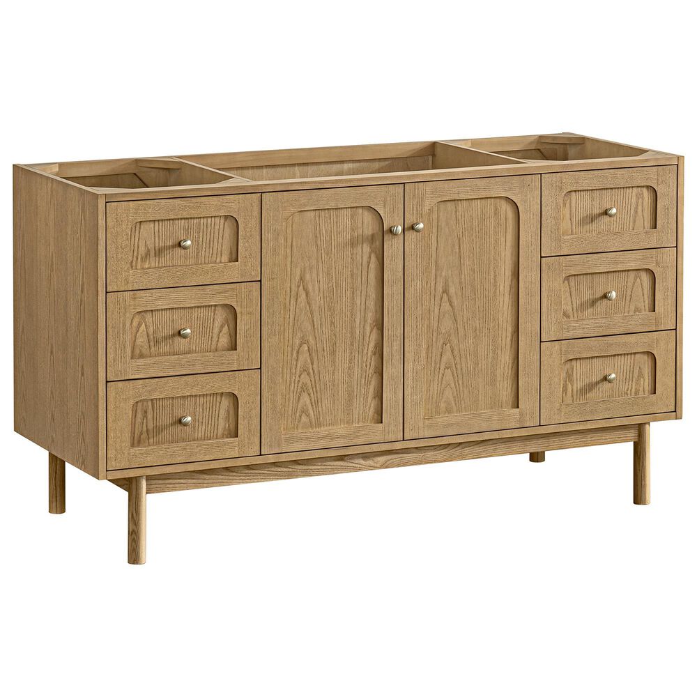 James Martin Vanities Laurent 60&quot; Single Bathroom Vanity in Light Natural Oak with 3 cm Victorian Silver Quartz Top and Rectangular Sink, , large