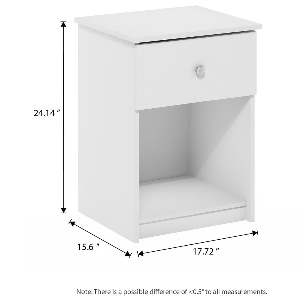 HOMLUX 1-Drawer Modern Nightstand with Knob Handle in White (Set of 2), , large