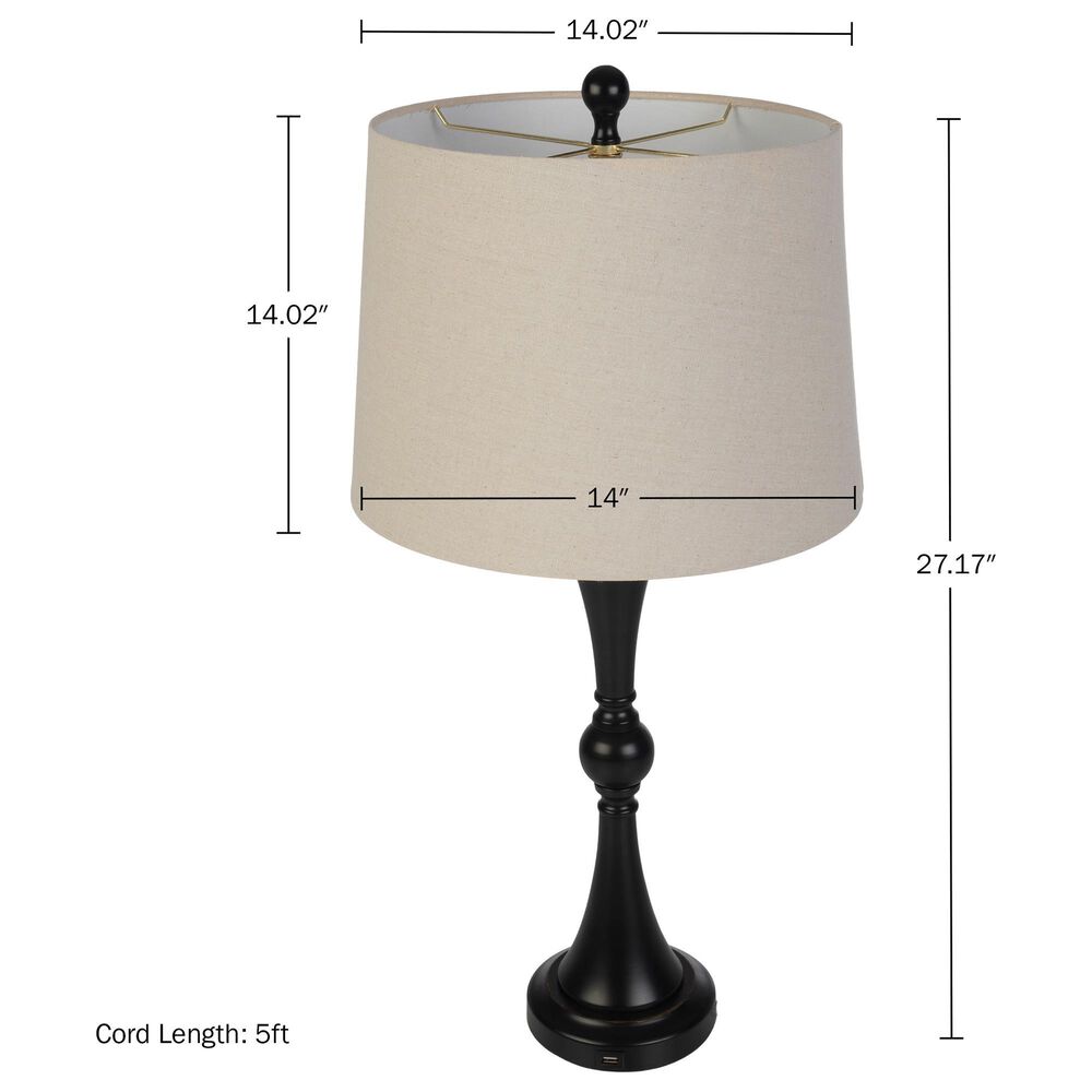 Timberlake 28" Table Lamp with USB Charging Ports and Touch Control in Black (Set of 2), , large