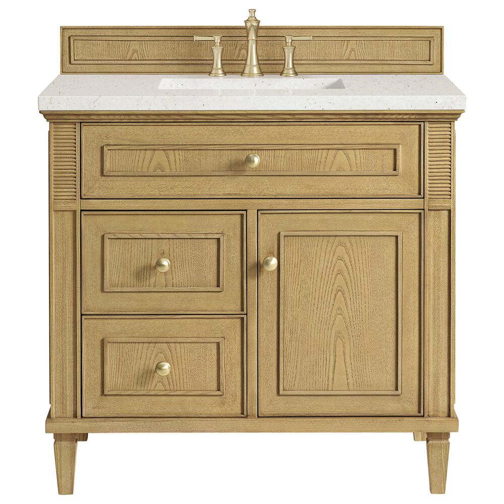 James Martin Vanities Lorelai 36&quot; Single Vanity in Light Natural Oak with 3 cm Lime Delight Quartz Top, , large