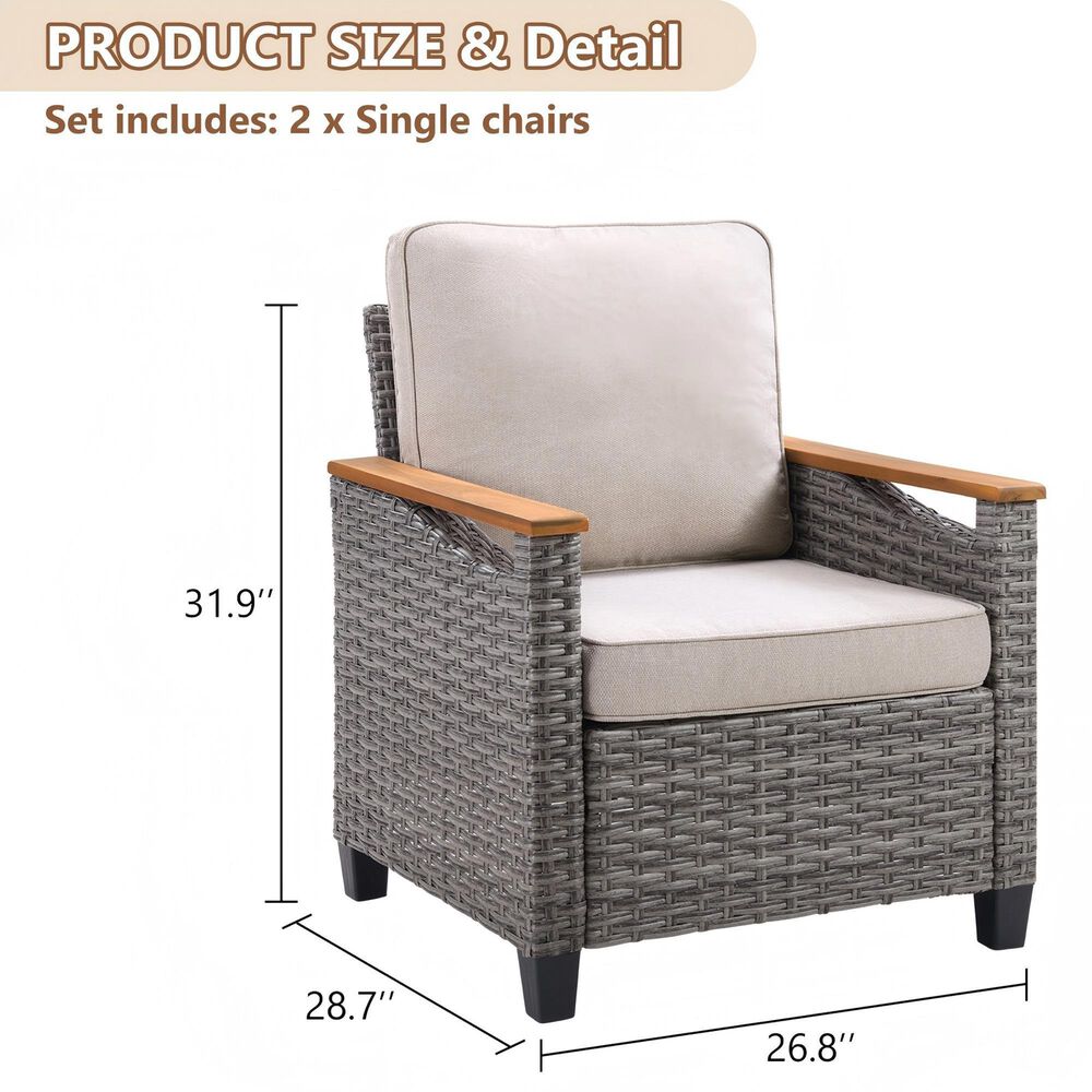 Sunwell Garden 6-Piece Patio Chat Set with Two Ottoman in Beige, , large