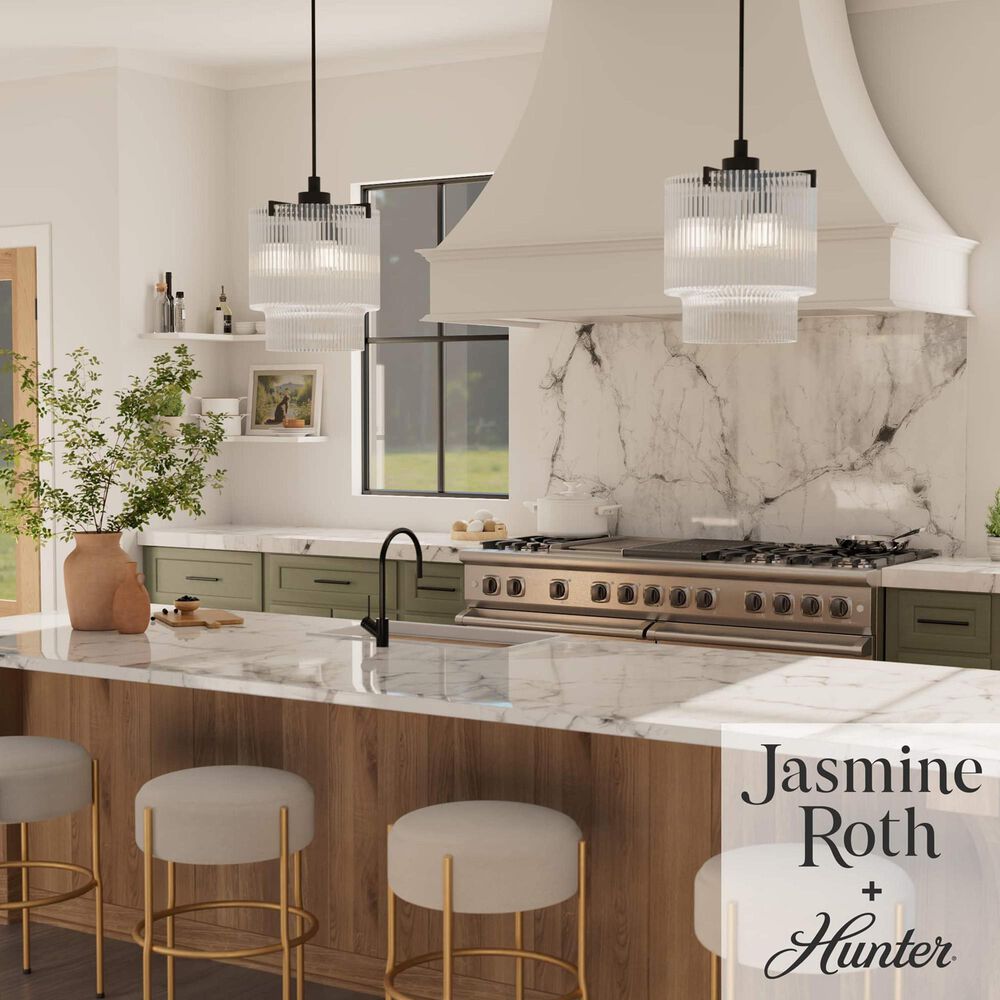 Hunter Ontario Jasmine Roth 3-Light Pendant in Matte Black, , large