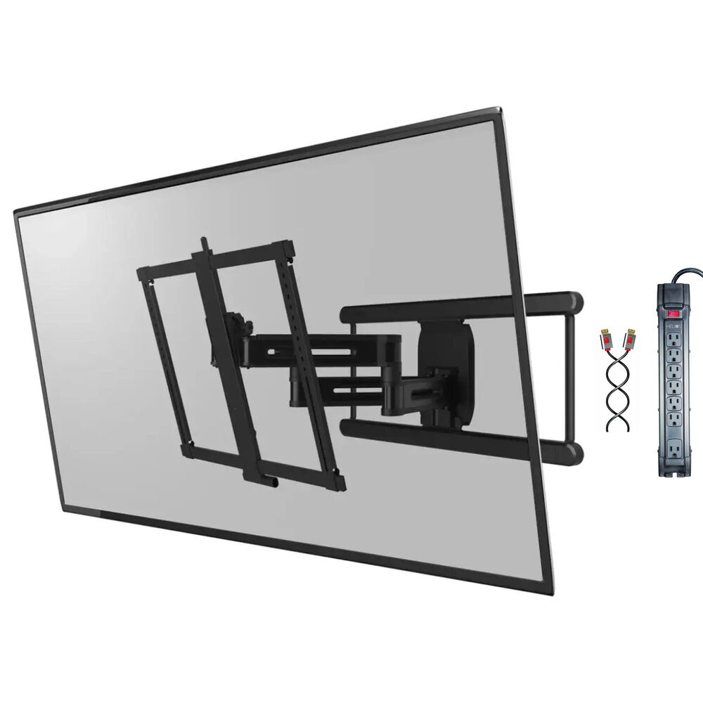 Sanus Advanced Full-Motion 4D Mount for 42" - 90" TVs in Black with Silver 6" HDMI Cable and Black 7-Outlet Surge Protector Power Strip, , large