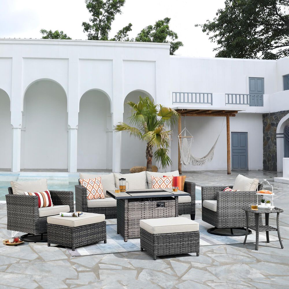HOMLUX 7-Piece Outdoor Patio Set in Beige, , large