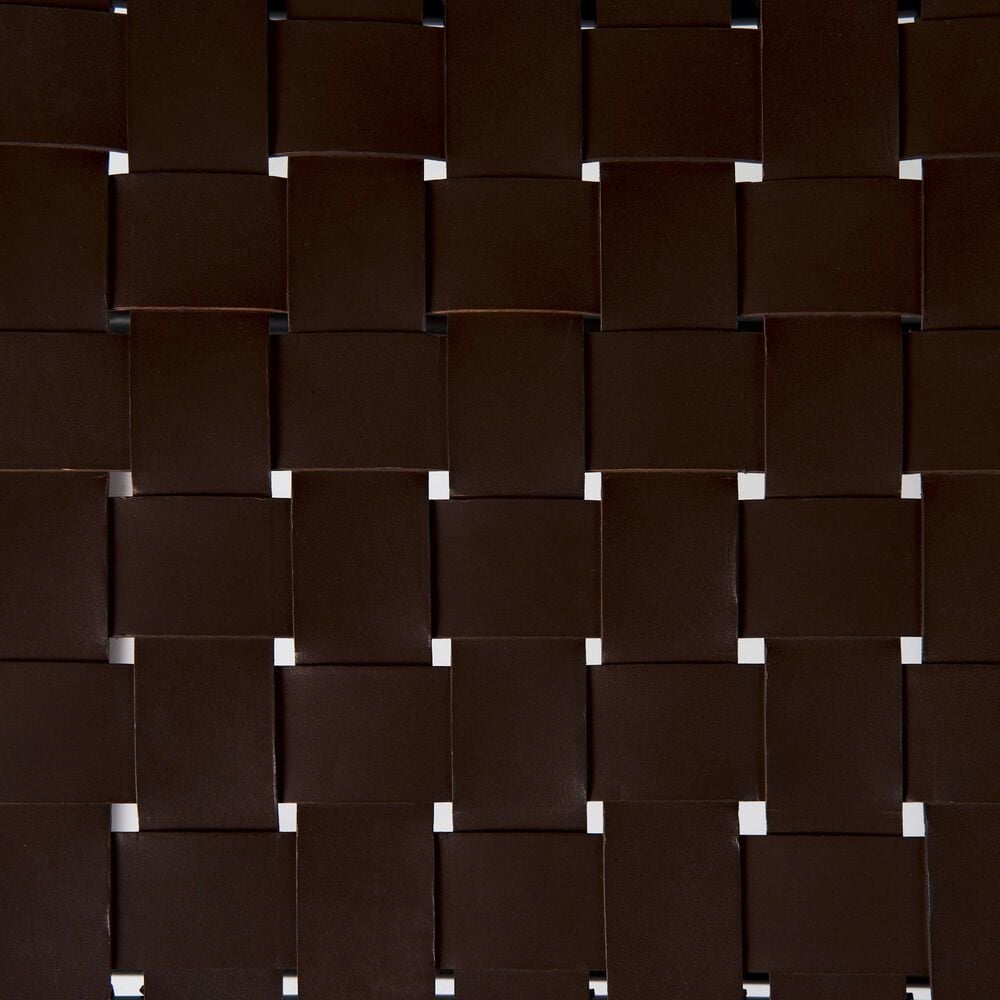 Mercana Clarissa Stool with Brown Leather Woven Seat in Black, , large