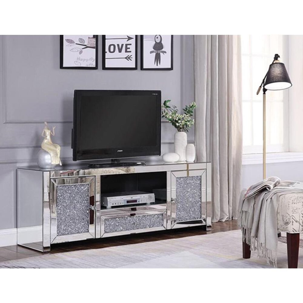 Gunnison Co. Noralie 59" TV Stand with Mirrored and Faux Diamond, , large