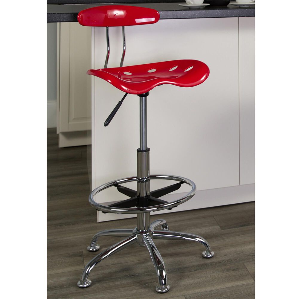 Flash Furniture Vibrant Drafting Stool in Red, , large