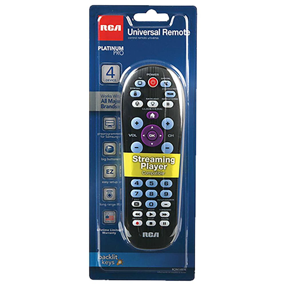 RCA Universal 4-Device Streaming Player Compatible Remote in Black, , large