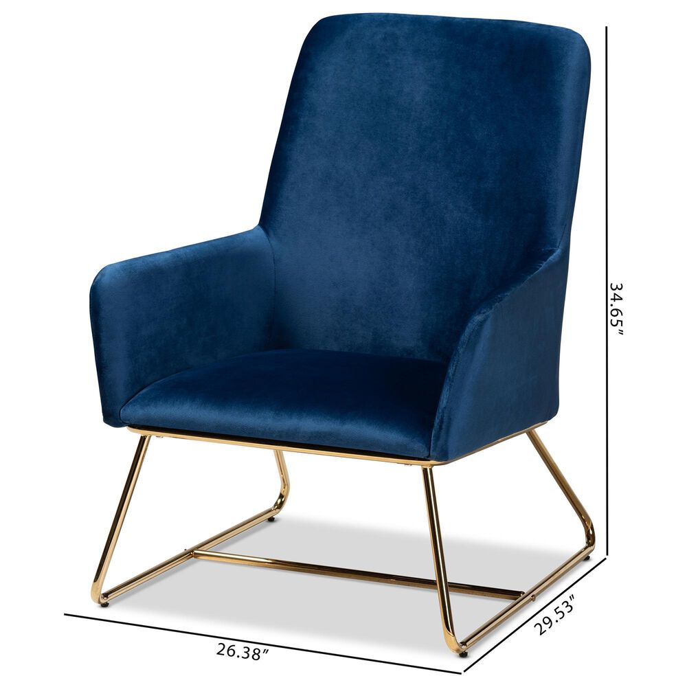 Baxton Studio Sennet Arm Chair in Navy Blue, , large
