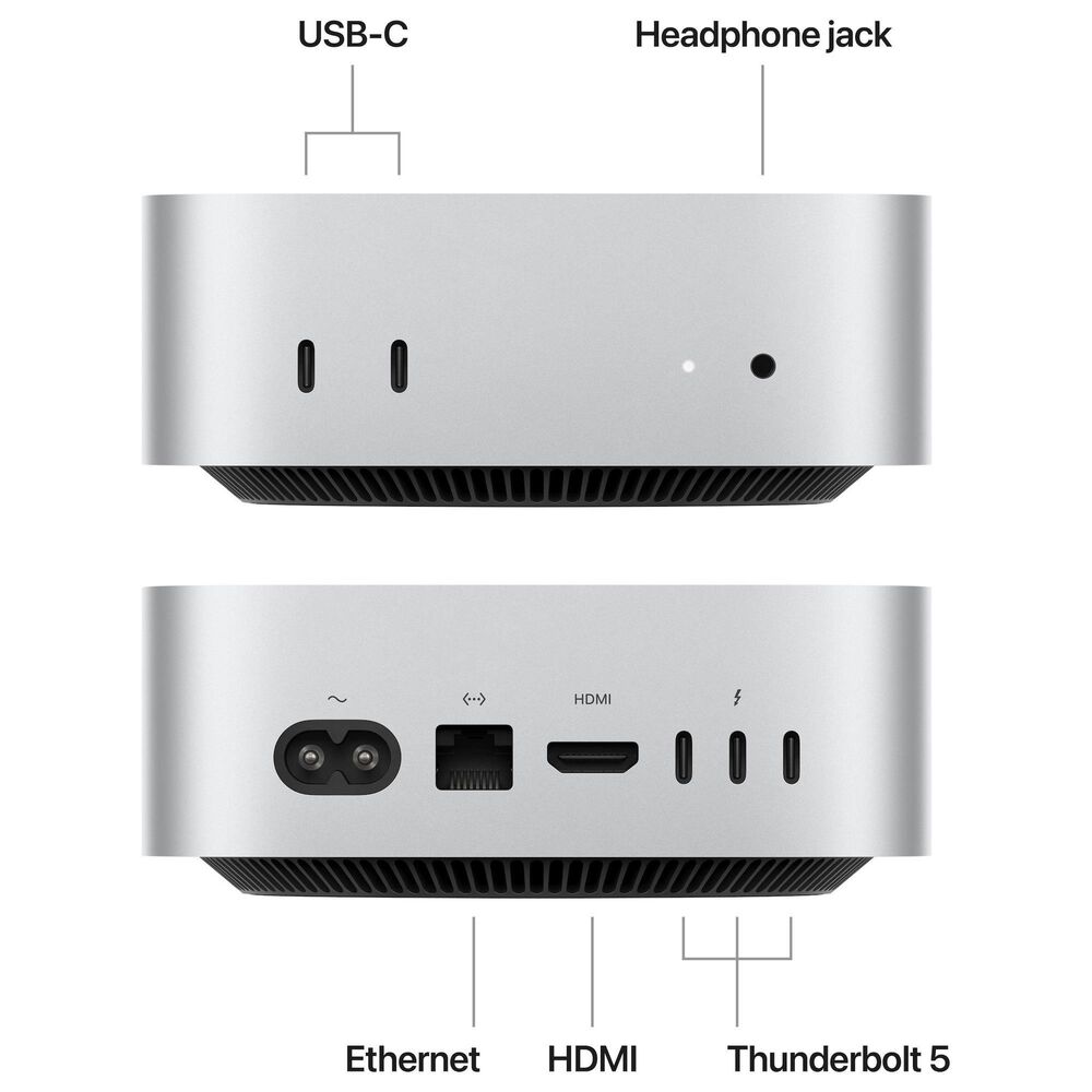 Apple Mac mini Desktop - Apple M4 chip - 10-core CPU - 24GB RAM - 10-core GPU - 512GB SSD in Silver with 3-Year AppleCare+, , large