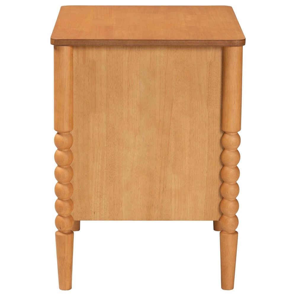 Baxton Studio Lucera 2-Drawer Bobbin Nightstand in Oak Brown, , large