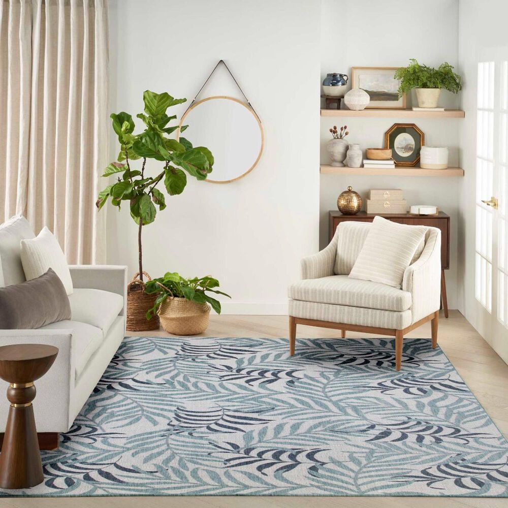 Nourison Garden Oasis Nature Blue 8&#39; x 10&#39; Indoor/Outdoor Area Rug, , large