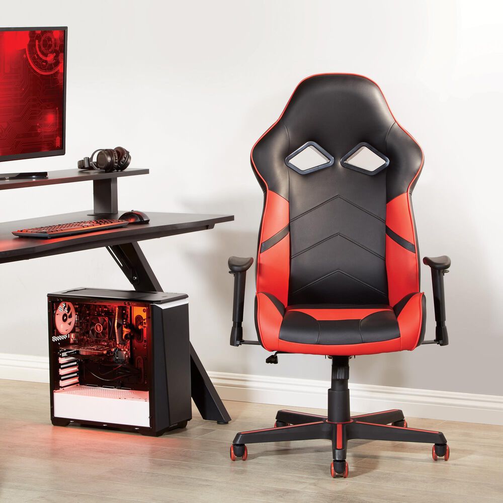 OSP Home Vapor Gaming Chair in Black and Red, , large