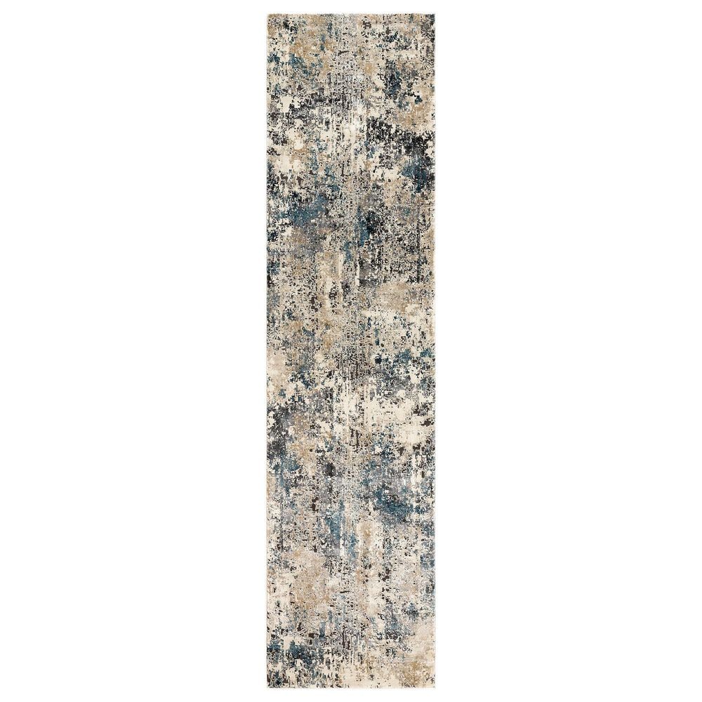 Surya Pune PUN-2301 Tan, Charcoal, Light Beige, Dark Brown, Black, Deep Teal and Sky Blue 2&#39;7&quot; x 10&#39;2&quot; Runner, , large