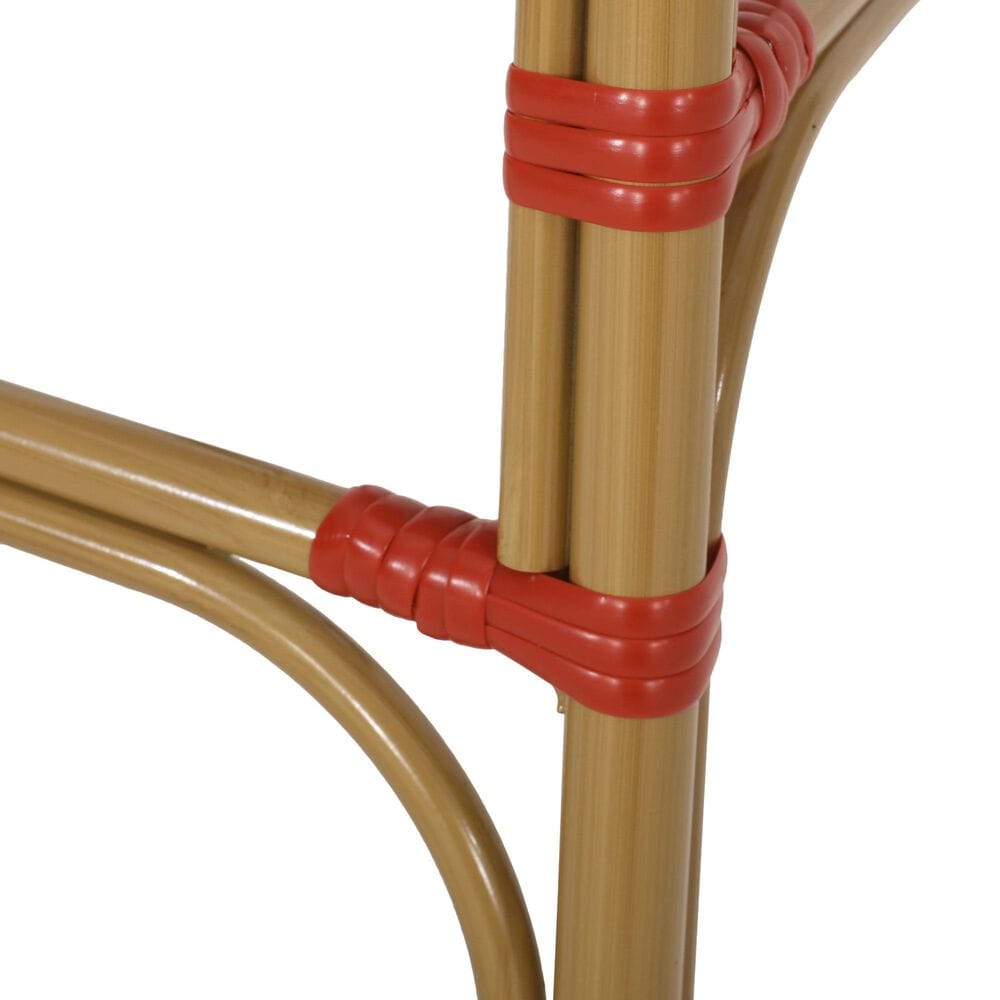 Hearth and Haven Outdoor Wicker French Barstool with Curved Design in Red (Set of 2), , large