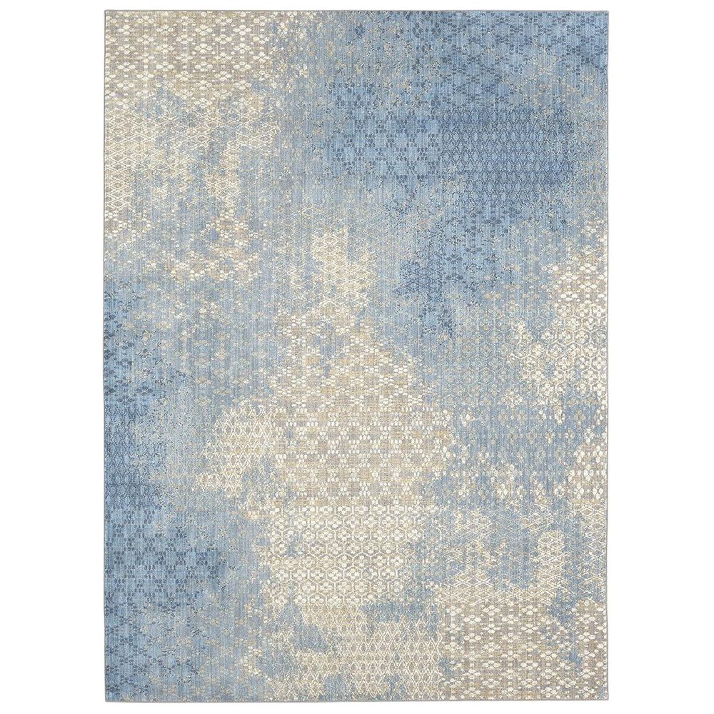 Karastan Intrigue 91213-60110 8" x 11" Aqua Area Rug, , large