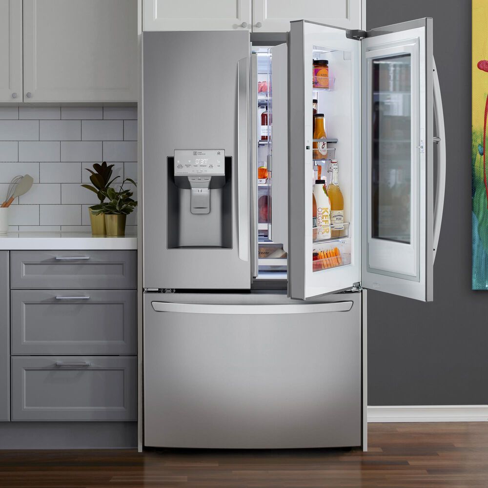 Lg 24 Cu Ft Smart Wi Fi Enabled Instaview Door In Door Counter Depth Refrigerator With Craft Ice Maker In Stainless Steel Nebraska Furniture Mart