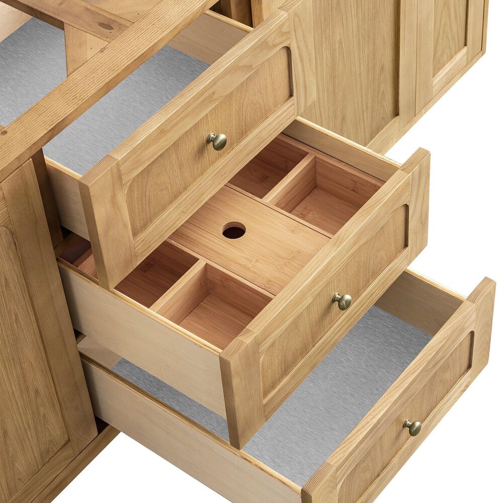 James Martin Vanities Laurent 72" Double Bathroom Vanity in Light Natural Oak with 3 cm Lime Delight Quartz Top and Rectangular Sinks, , large