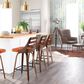 Lumisource Trevi Swivel Counter Stool with Orange Cushion in Walnut and Black (Set of 2), , large