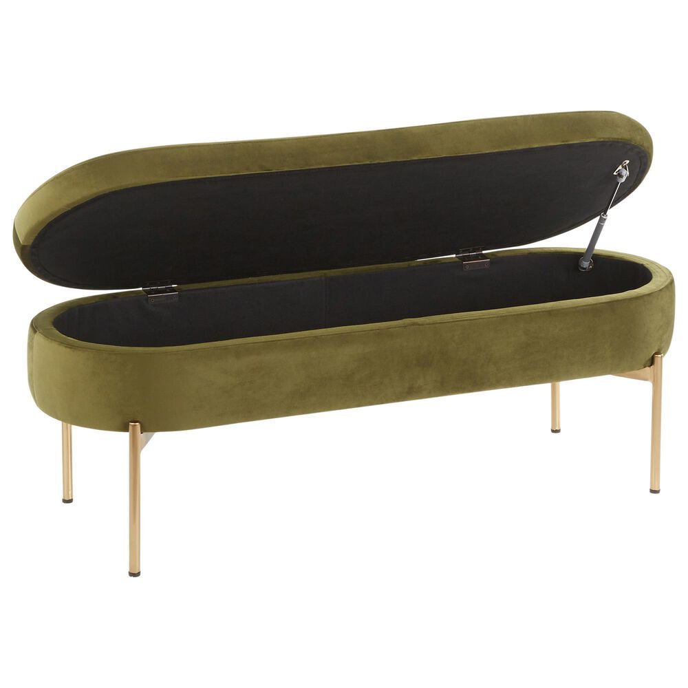 Lumisource Chloe Storage Bench in Green/Gold, , large