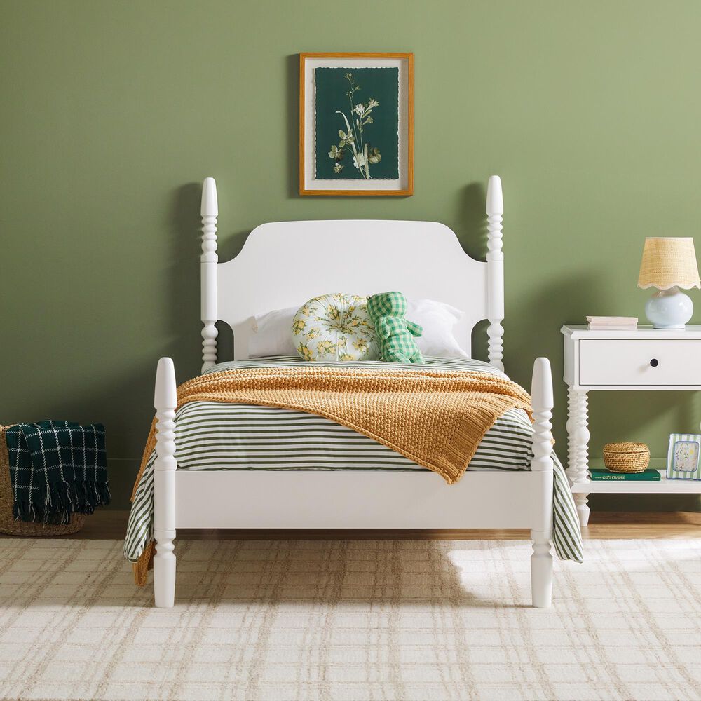 Walker Edison Vivienne Twin Platform Bed in White, , large
