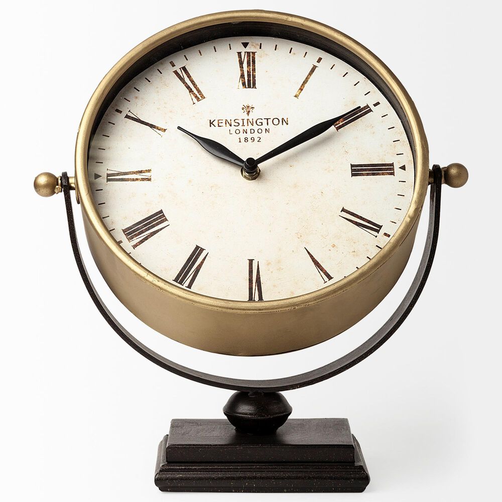 Mercana Houston Table Clock in Gold and Matte Black, , large