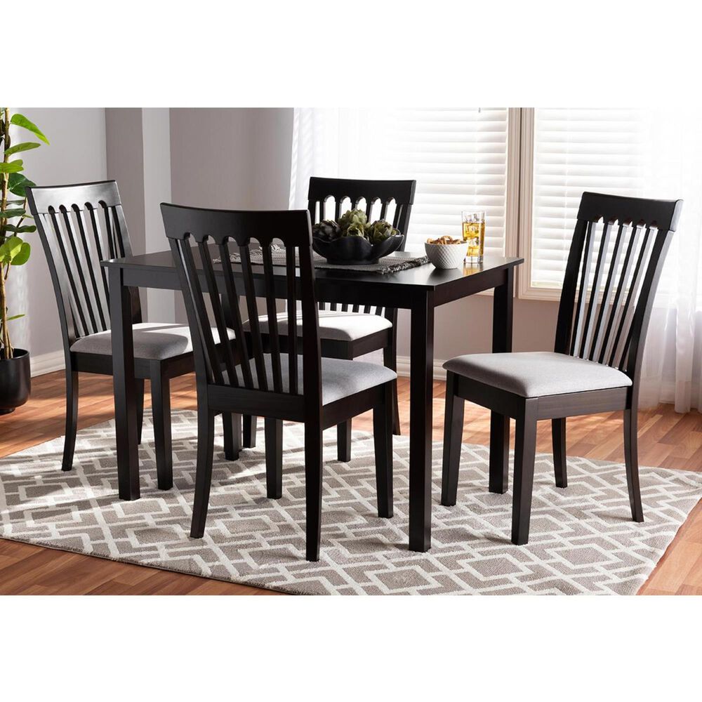 Baxton Studio Dining Chair in Gray and Espresso (Set of 4