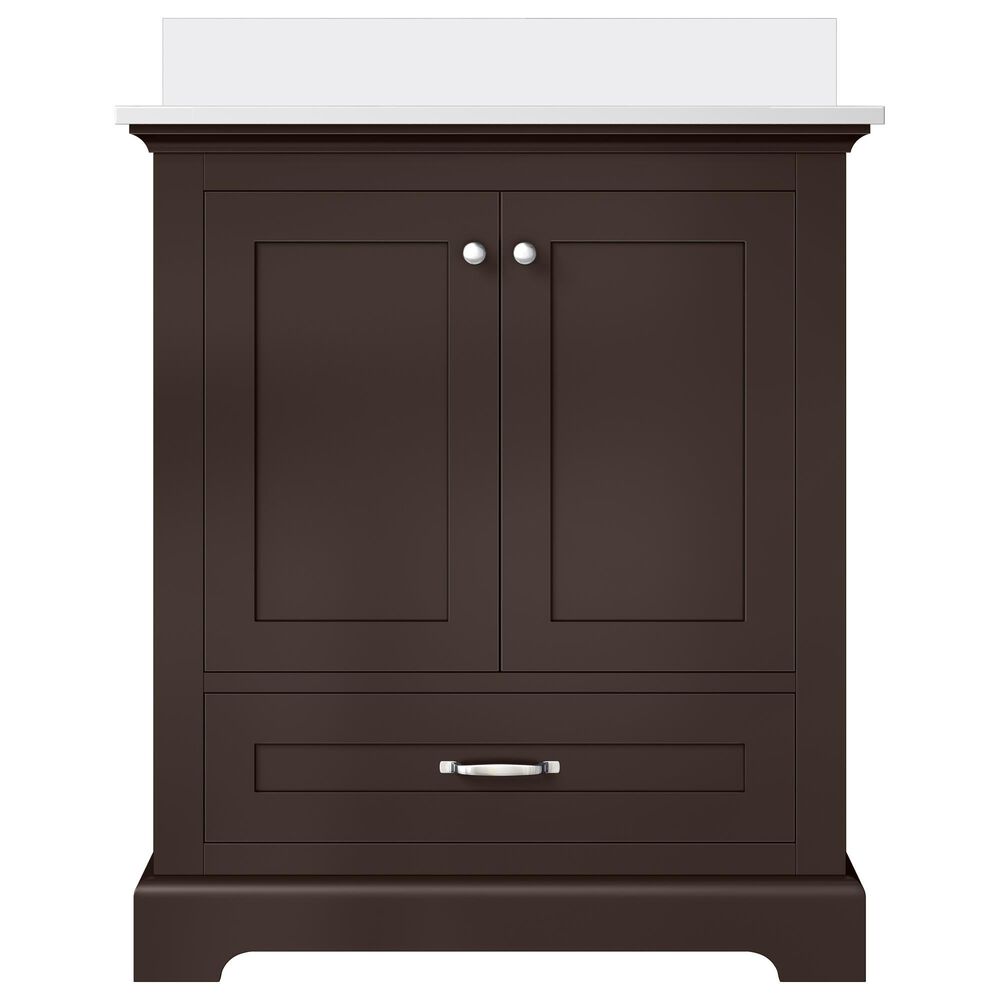 Lexora Home Dukes 30&quot; Single Bathroom Vanity in Espresso with 2 cm White Cultured Marble Top and Rectangular Sink, , large