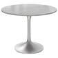 Leisuremod LeisureMod Verve Collection 36 Round Dining Table, Brushed Chrome Base with Sintered Stone White Top, , large