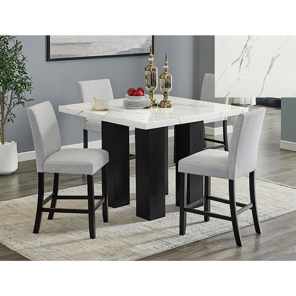 CROWN MARK Parkside 5-Piece Square Dining Set in Black and White, , large
