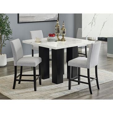 CROWN MARK Parkside 5-Piece Square Dining Set in Black and White, , large