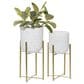 Maple and Jade Dome Speckled Planter with Removable Stand in Matte White, Black and Gold (Set of 2), , large