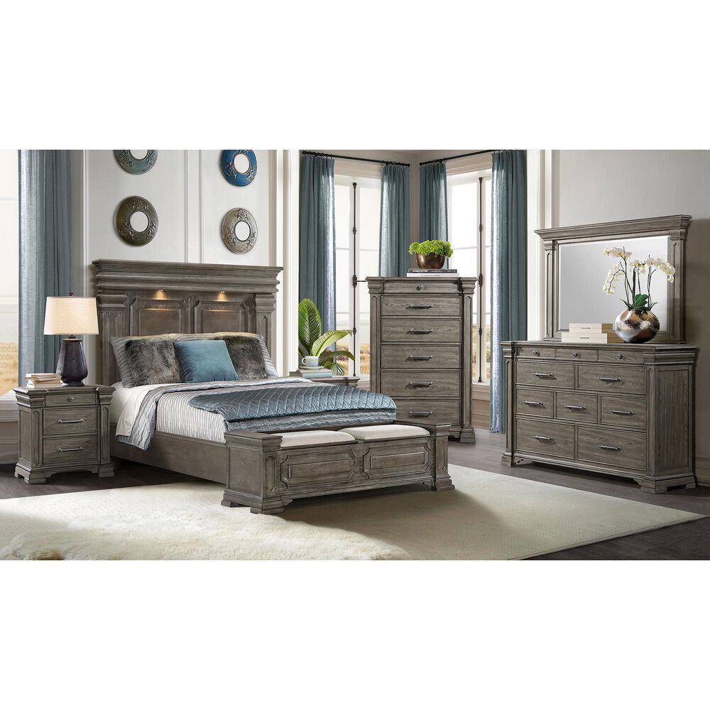 Mayberry Hill Kings Court 5 Piece Queen Storage Bedroom Set in Grey, , large