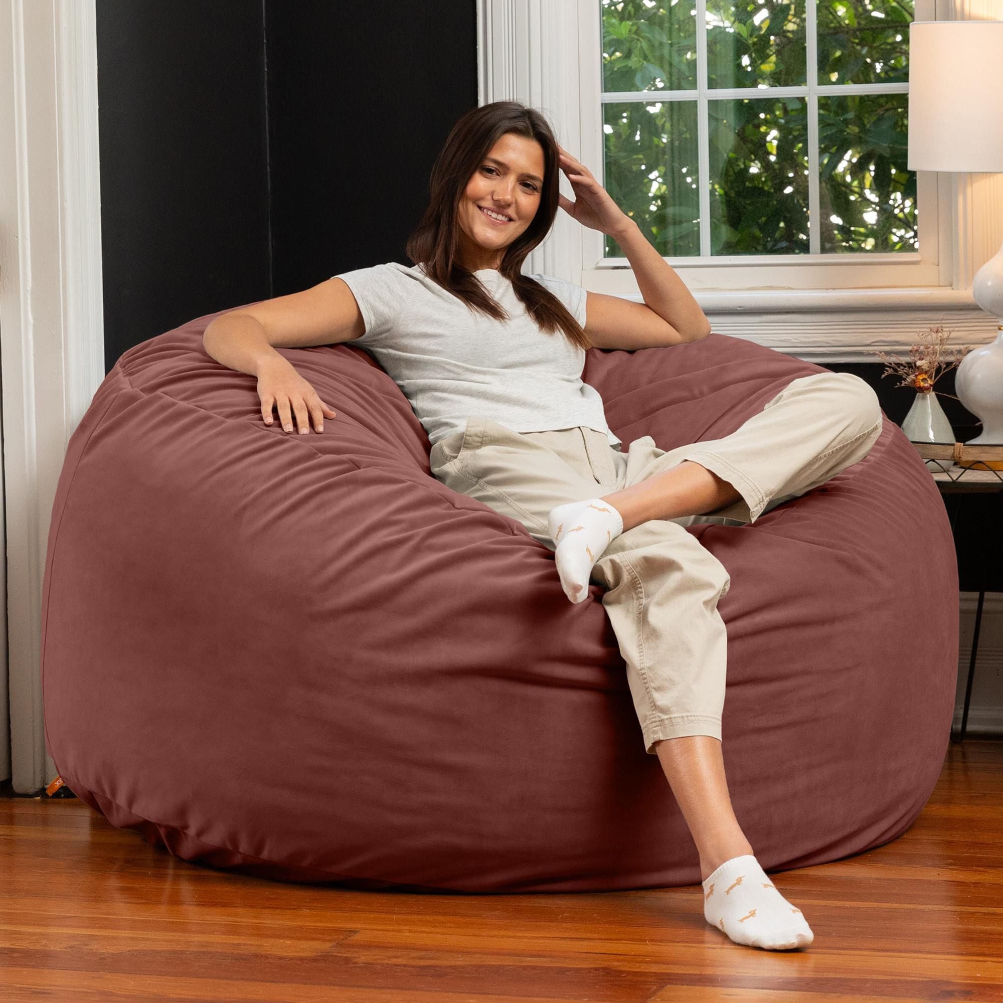 Jaxx Saxx 5' Large Round Bean Bag Chair in Mauve