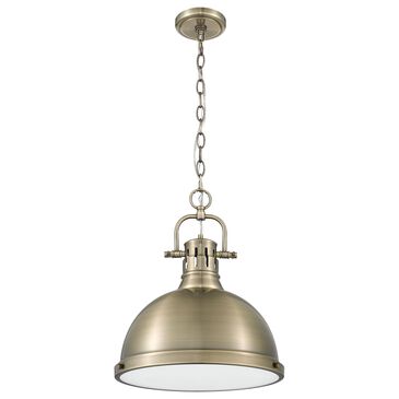 Golden Lighting Duncan 1-Light Pendant with Chain in Aged Brass, , large