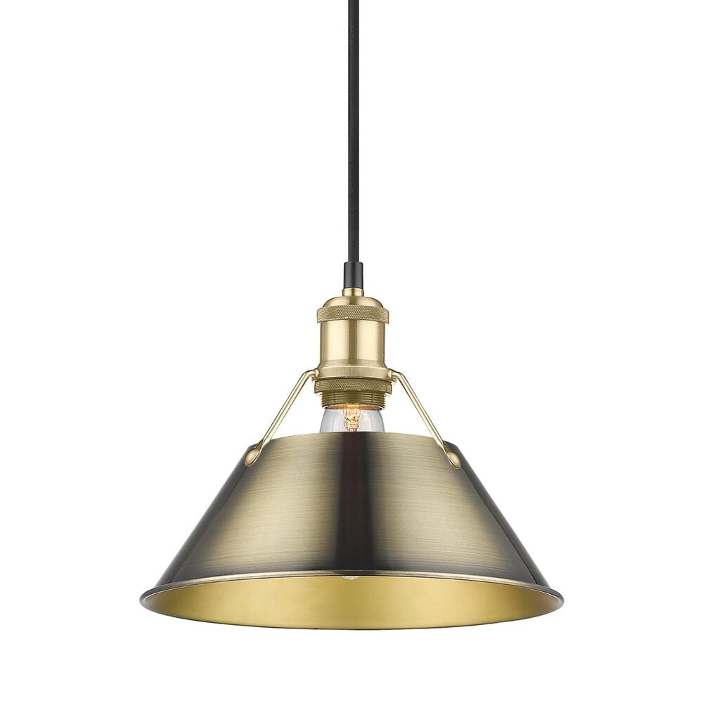 Golden Lighting Orwell 1-Light Medium Pendant with Aged Brass Shade in Brushed Champagne Bronze, , large