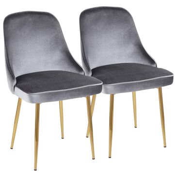 Lumisource Marcel Dining Chair in Blue/Gold (Set of 2), , large