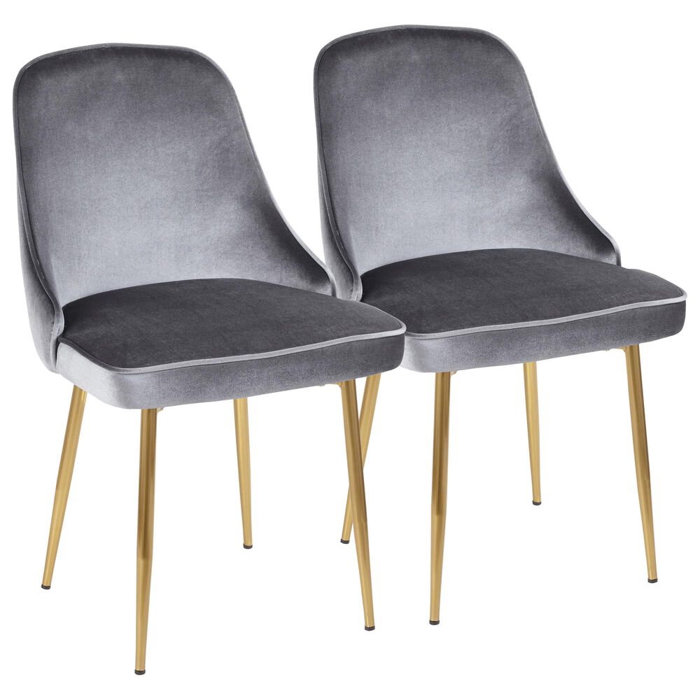Lumisource Marcel Dining Chair in Blue/Gold (Set of 2), , large