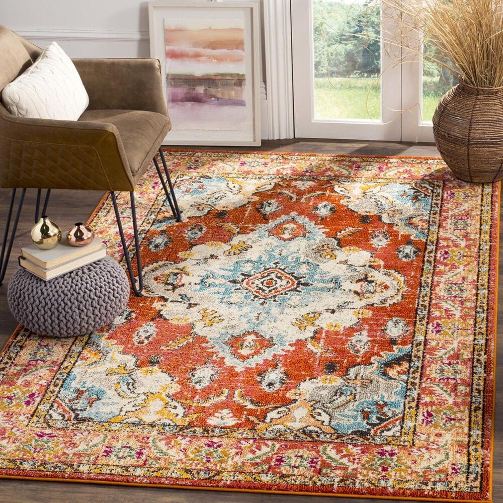 Safavieh Monaco MNC243H-3 3" x 5" Orange/Light Blue Area Rug, , large